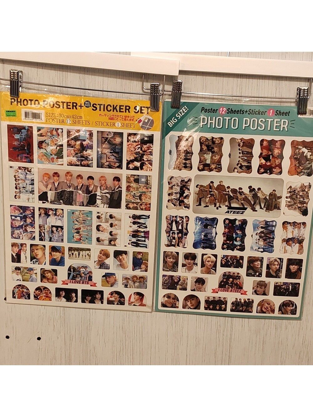 2 packs of BTS Photo Poster + Sticker Set Made in Korea 24 Total